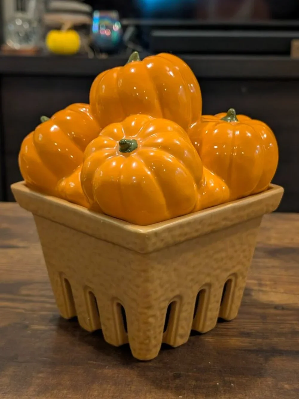Homeworx By Harry Slatkin Farmstand Pumpkin Ceramic Basket Candle Holder